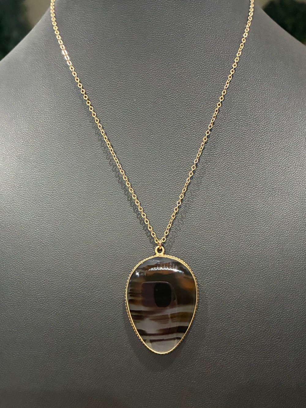 Vintage Banded Agate Gold Filled Necklace